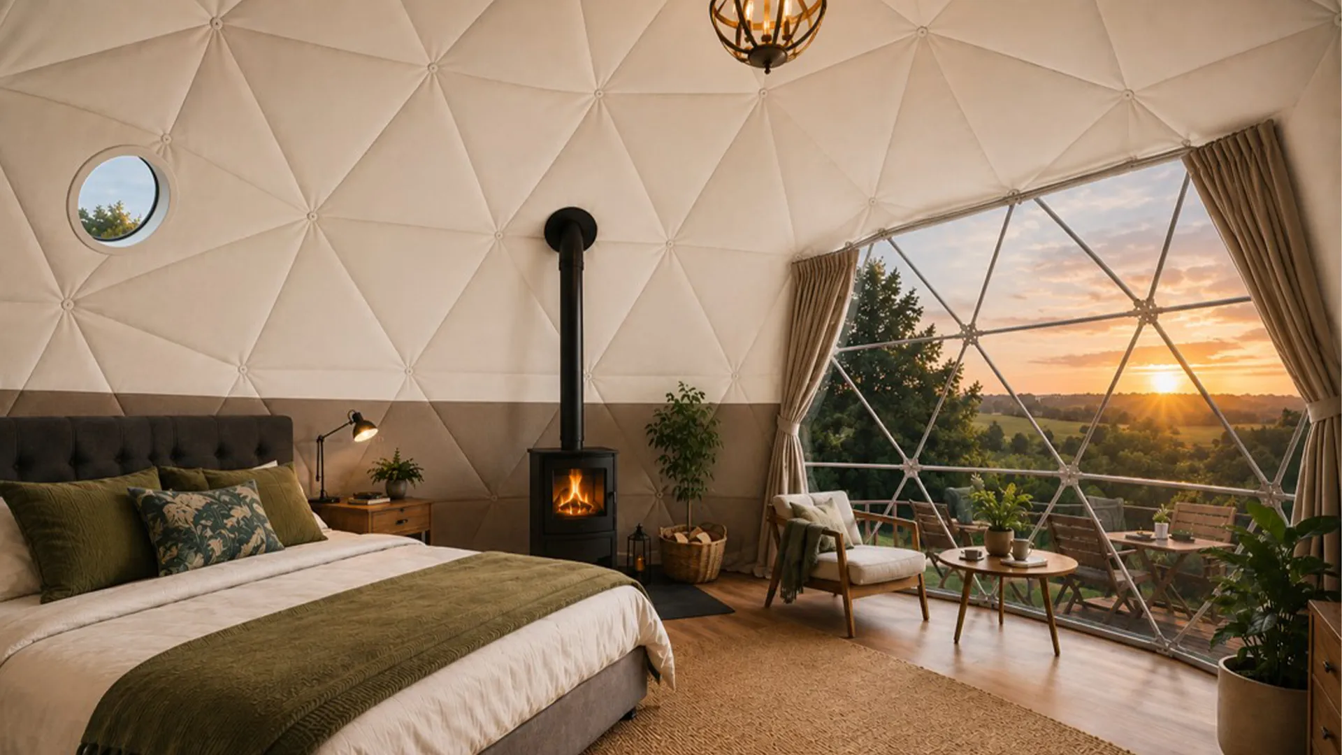 Interior of TruDome glamping dome highlighting insulation option