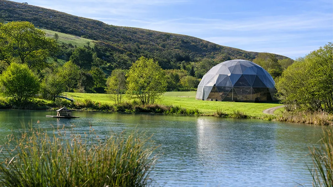06_Fforest Fields Main Image Fforest Fields main glamping dome in field